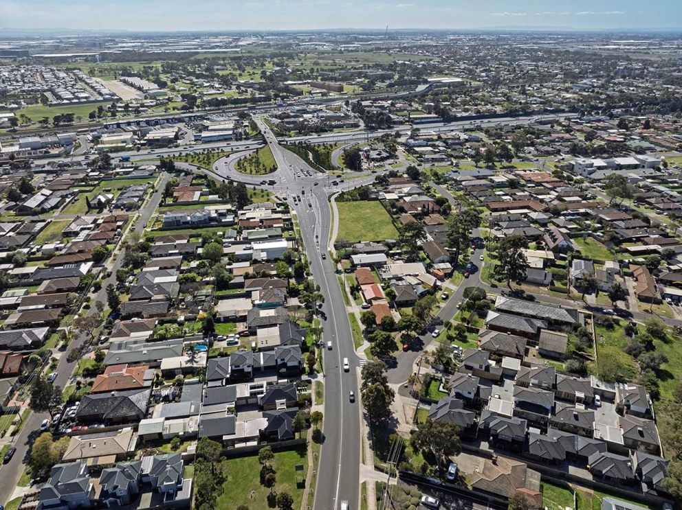 Upgraded Point Cook Road and Central Avenue intersection looking north