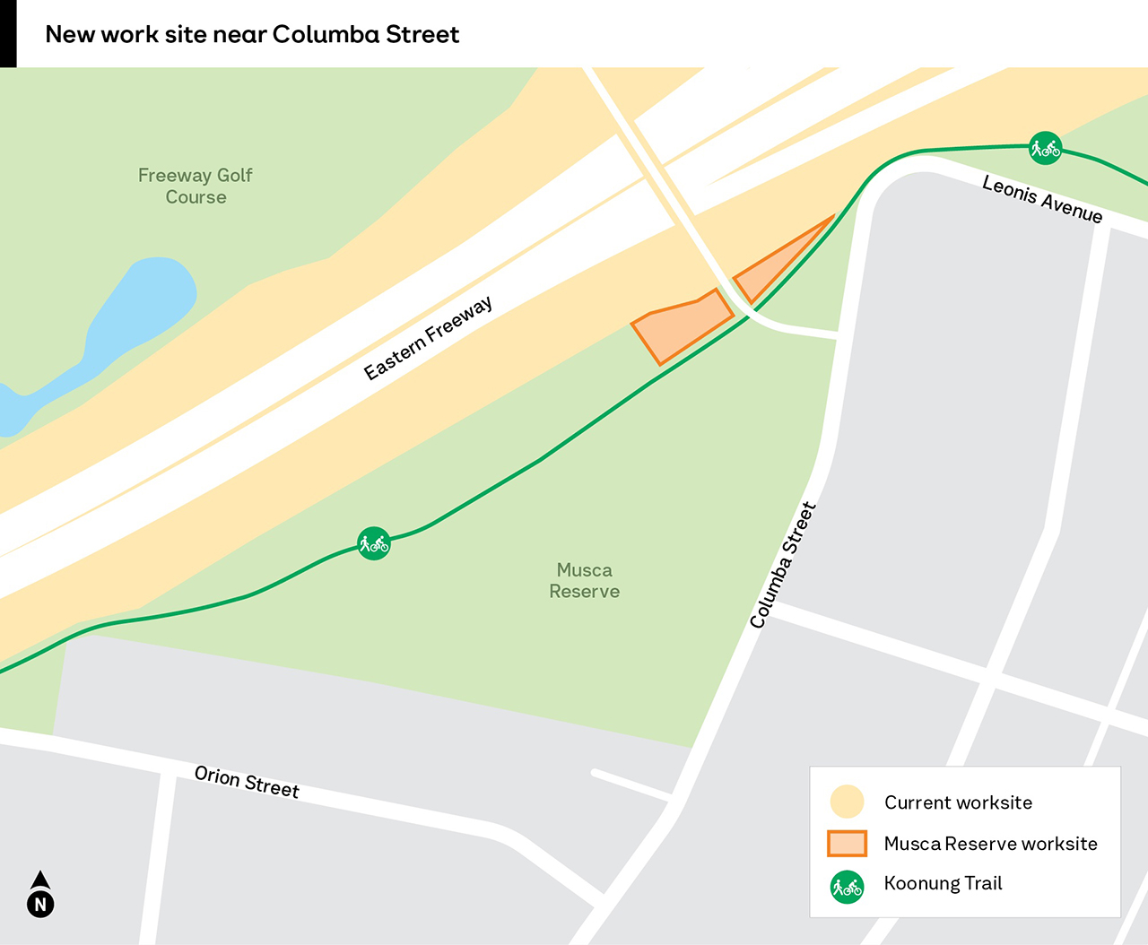 Musca Reserve works area near Columba Street