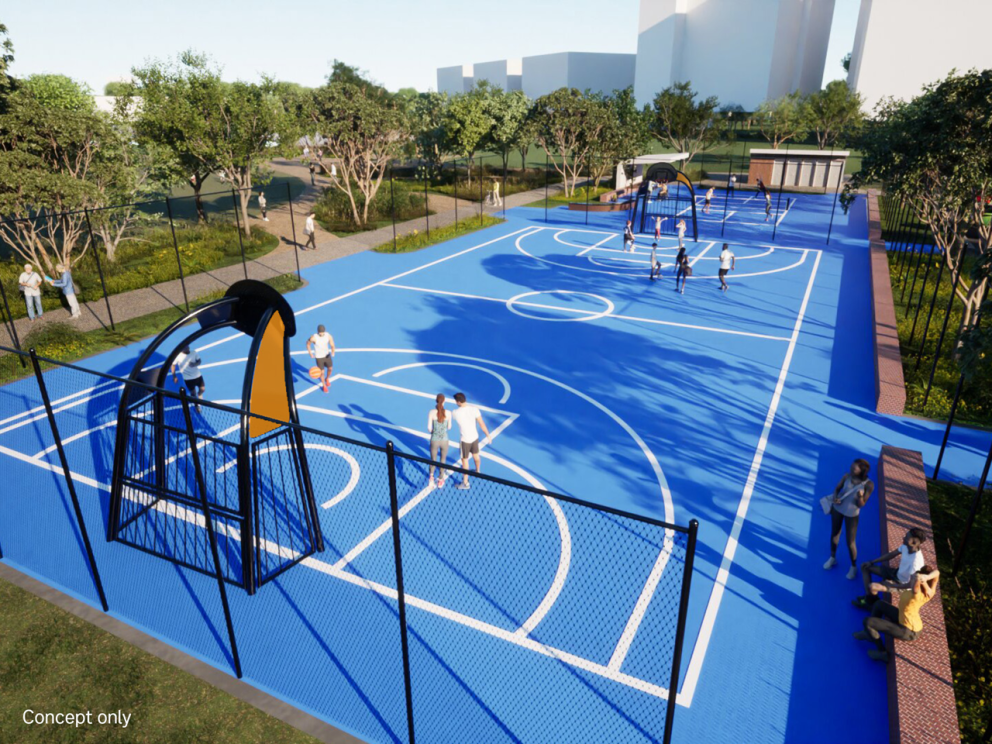 The proposed multi-sport court.
