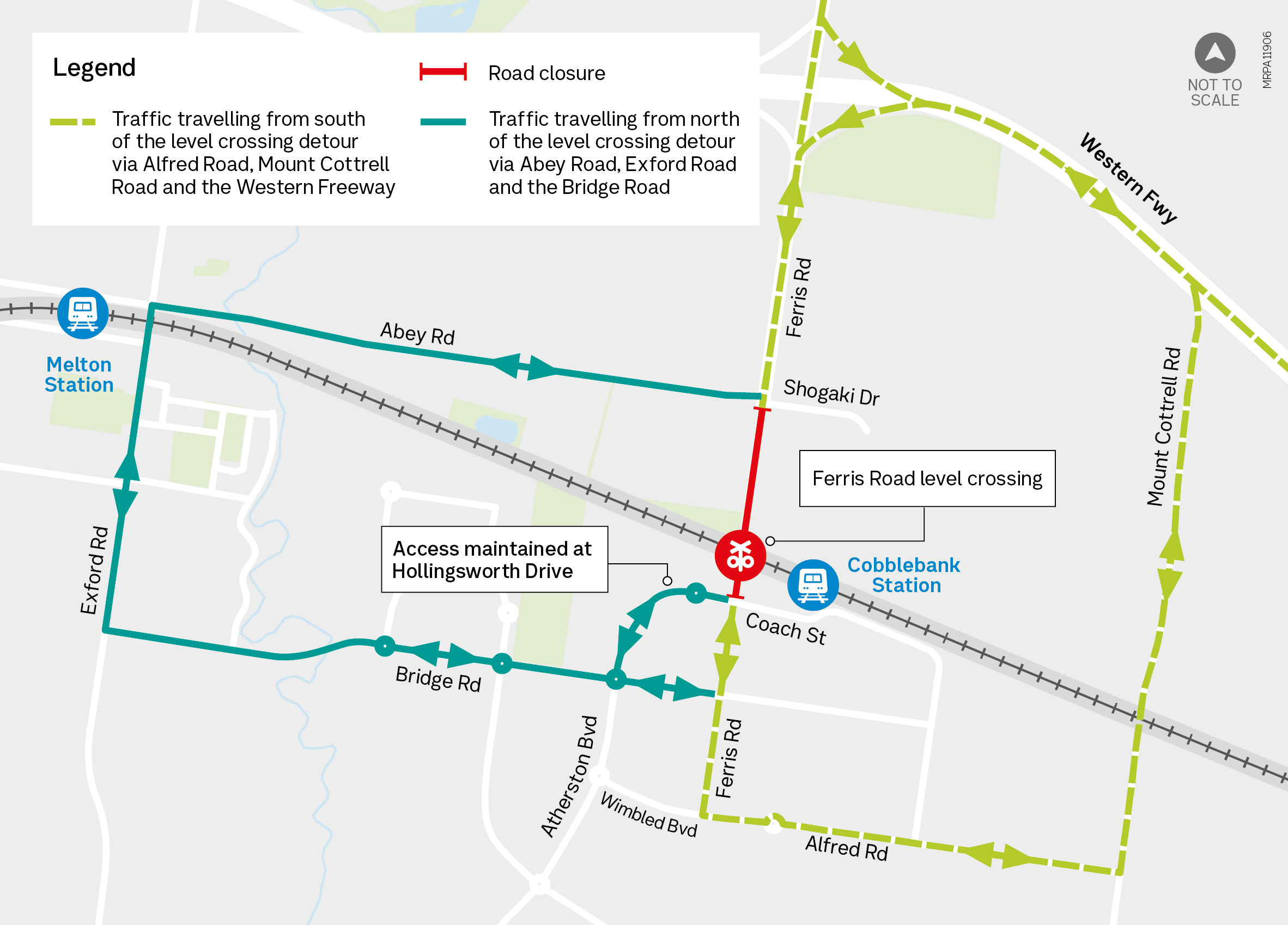 Ferris Road Melton detour map