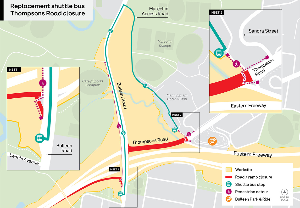 Replacement shuttle bus Thompsons Road closure