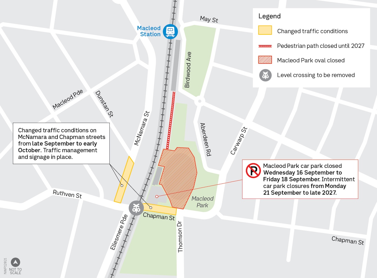 Map showing works location at Macleod Oval in September