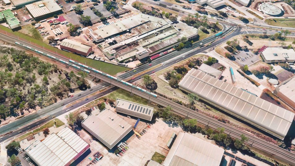 Aerial view above Greens Road