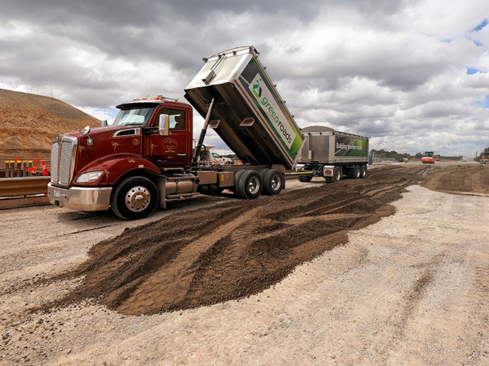 Bringing in material to build the new turning lanes at Governor Road