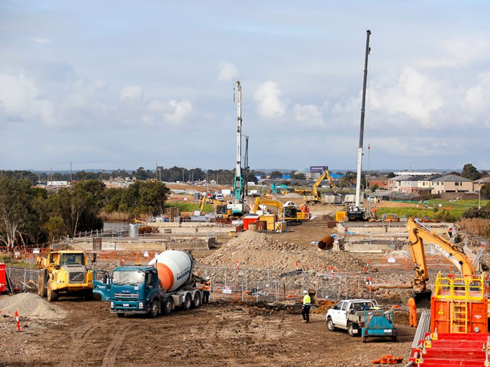 Continuing to build the twin bridges over the Waterways wetlands - July 2020