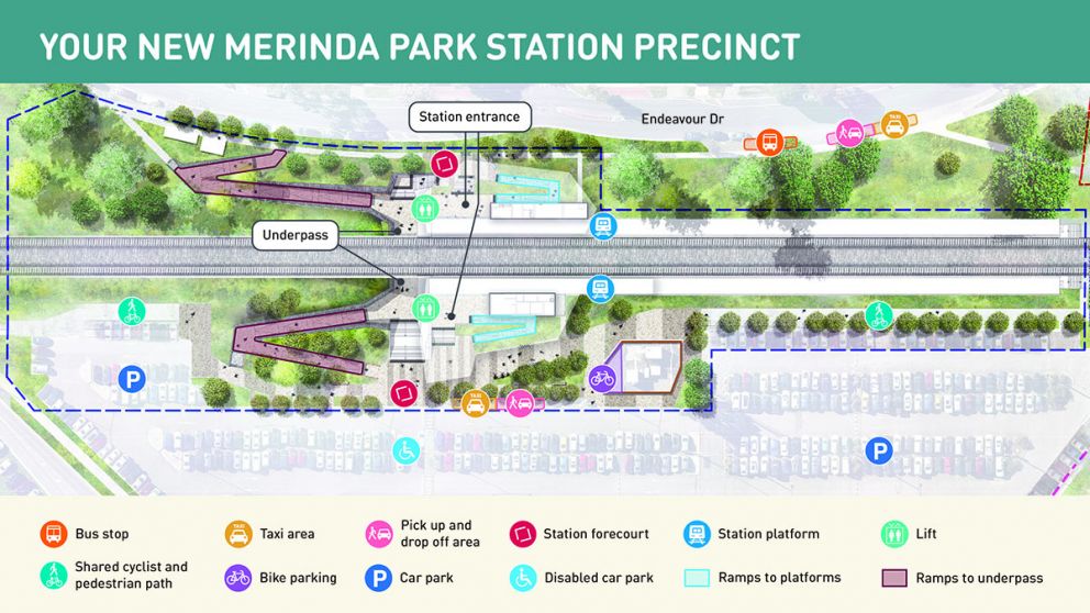 Map of facilities for Merinda Park Station.