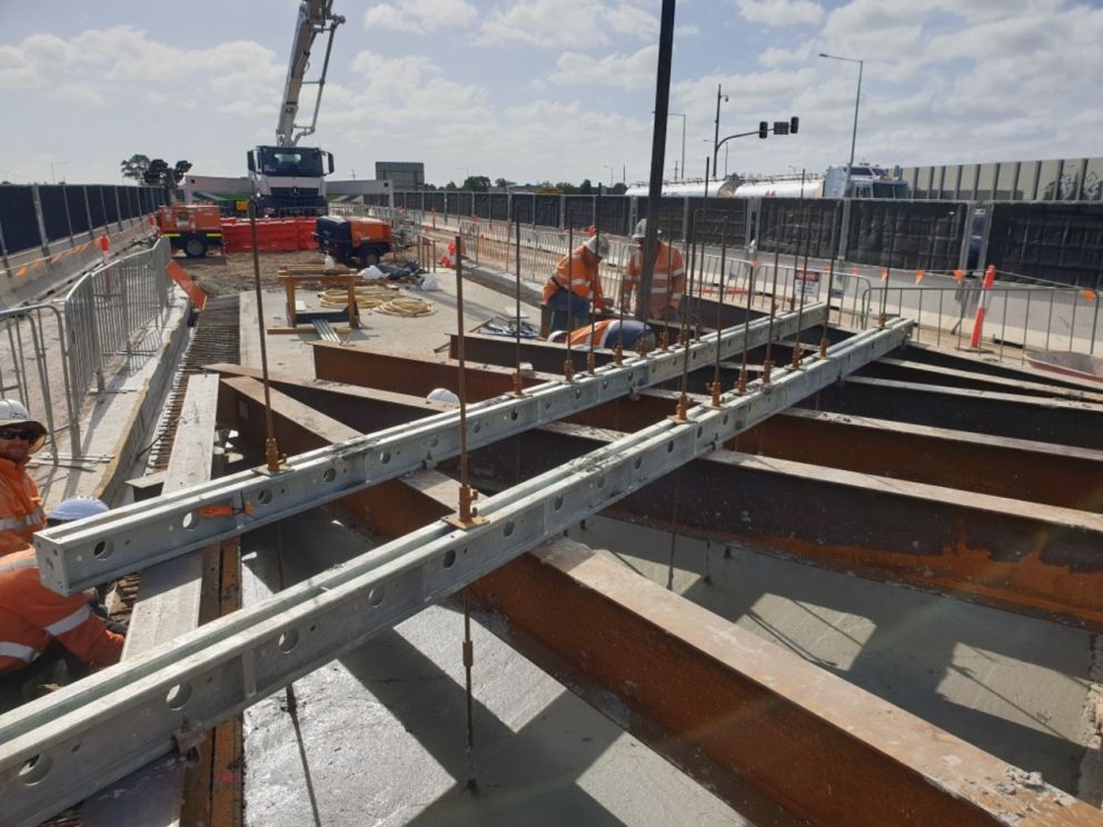 Works in progress at the Jacksons Road bridge 