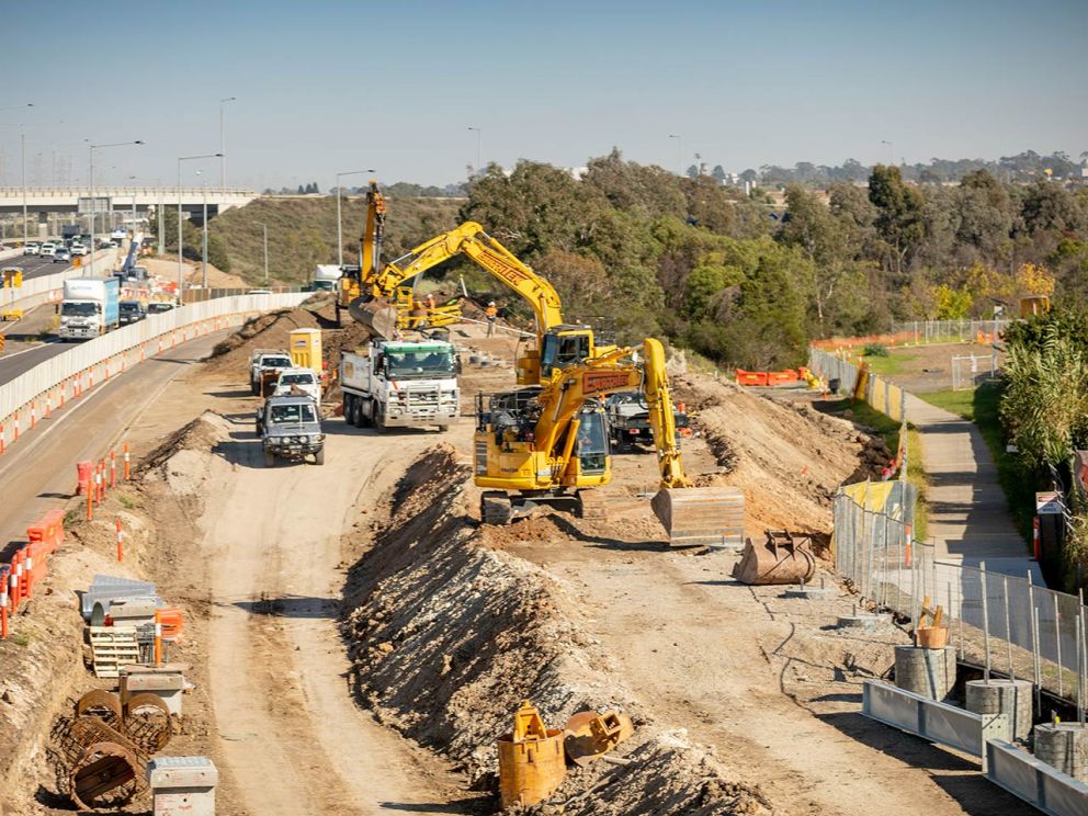 Progress near the Hume Freeway to M80 Ring Road ramp