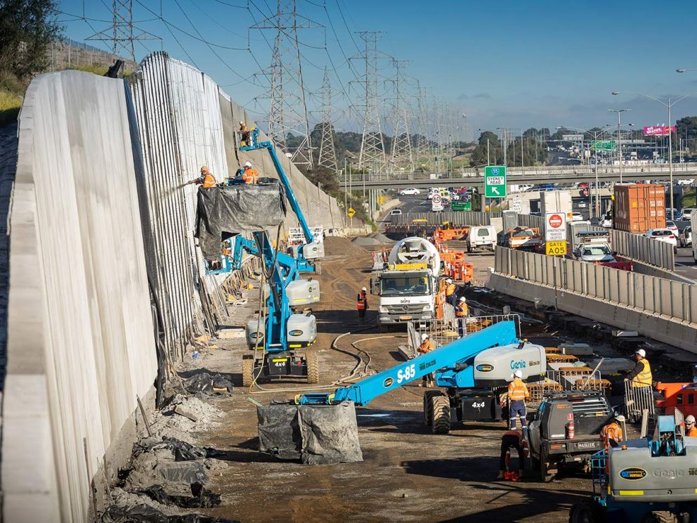 Progress near the Sydney Road Altona bound exit ramp