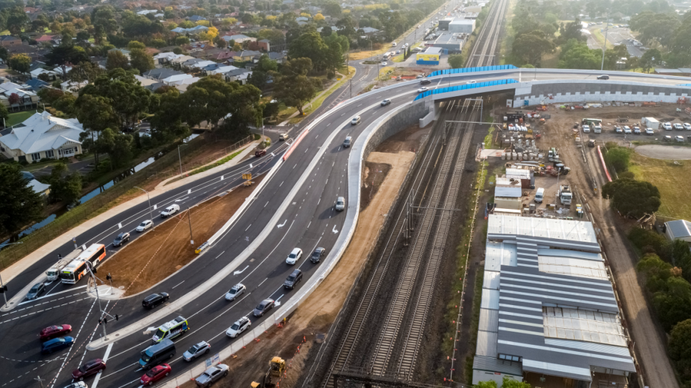 Aerial image of new bridge connecting Tarneit Road to Princes Highway