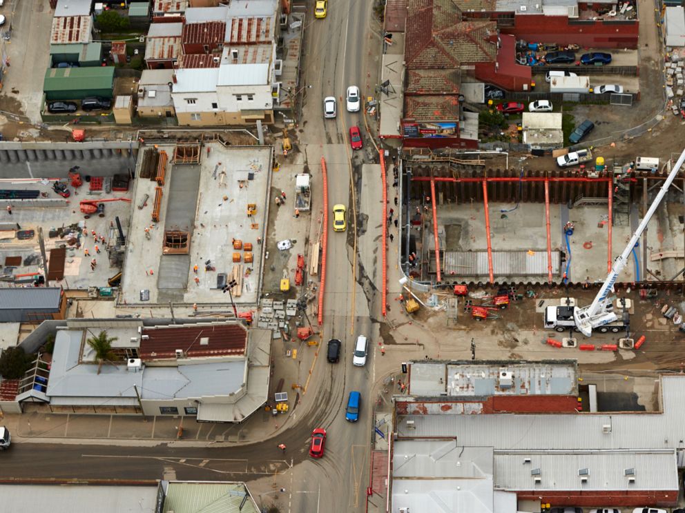 Aerial view of Bentleigh trench