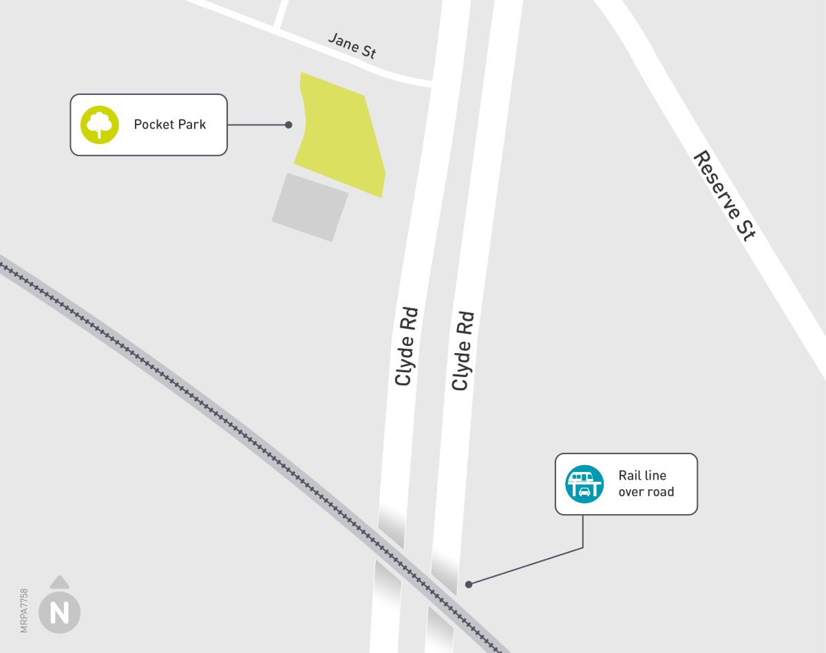 Location of the new Berwick pocket park, on the corner of Jane Street and Clyde Road