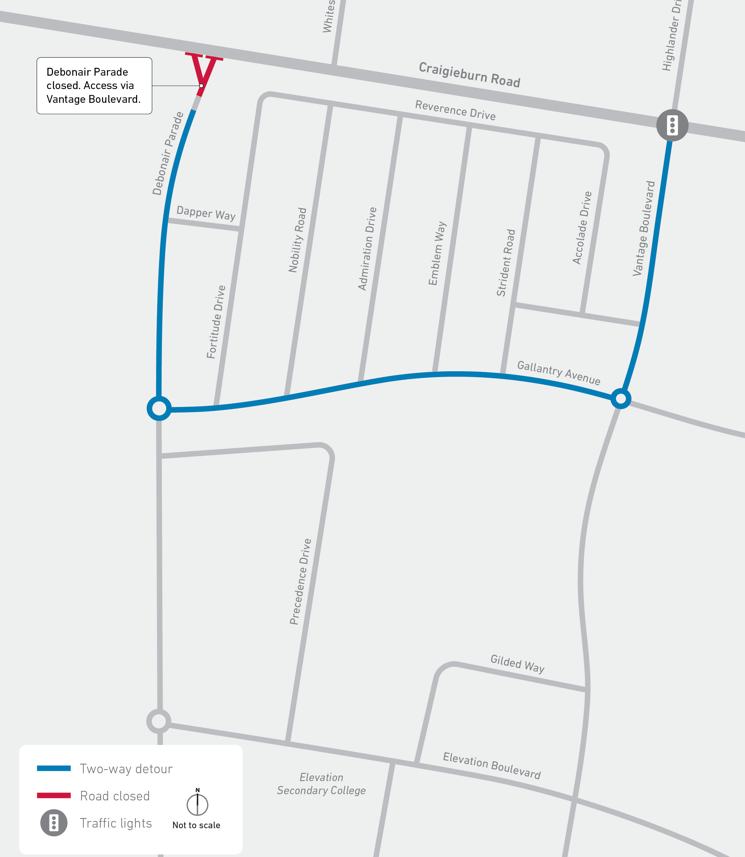 Debonair Parade closure detour map