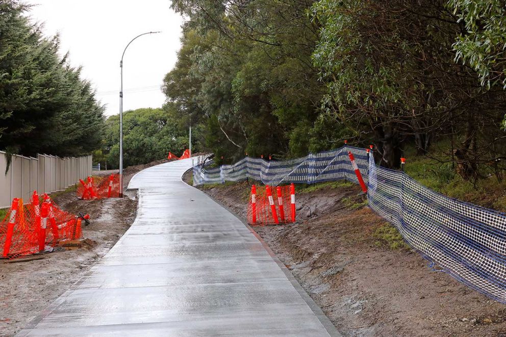 The new shared walking and cycling path along Belgrave-Hallam Road to Heatherton Road