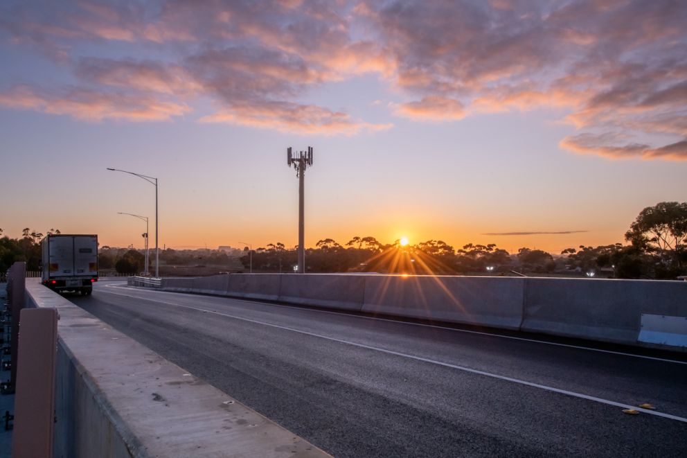 Sunrise on the new Fitzgerald Road bridge 