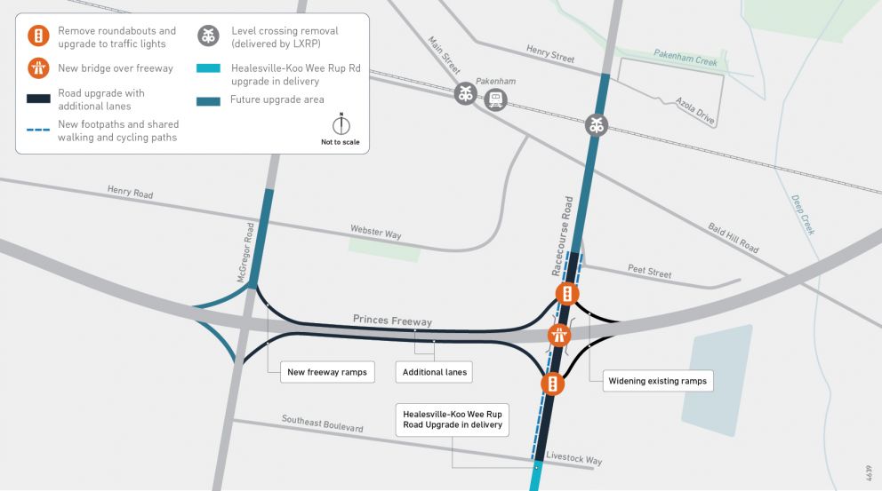 Princes Freeway interchanges upgrade map