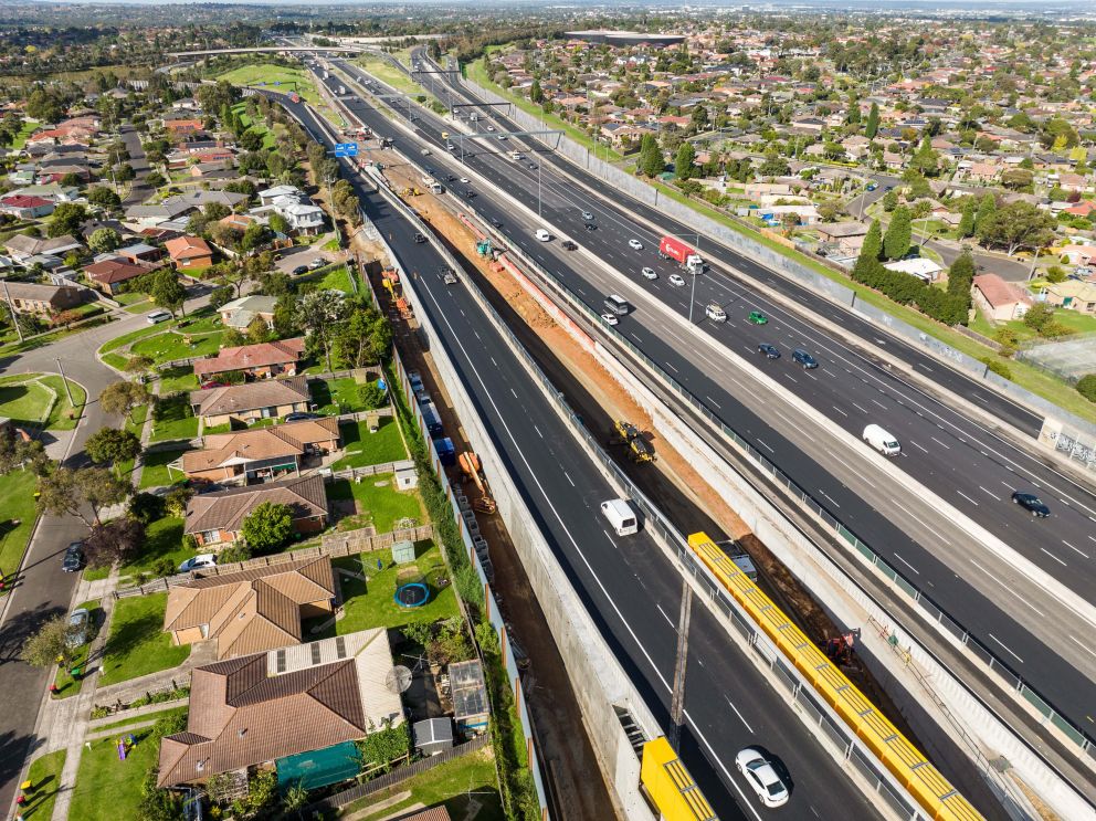 The new outbound EastLink ramp and progress of Police Road outbound entry ramp