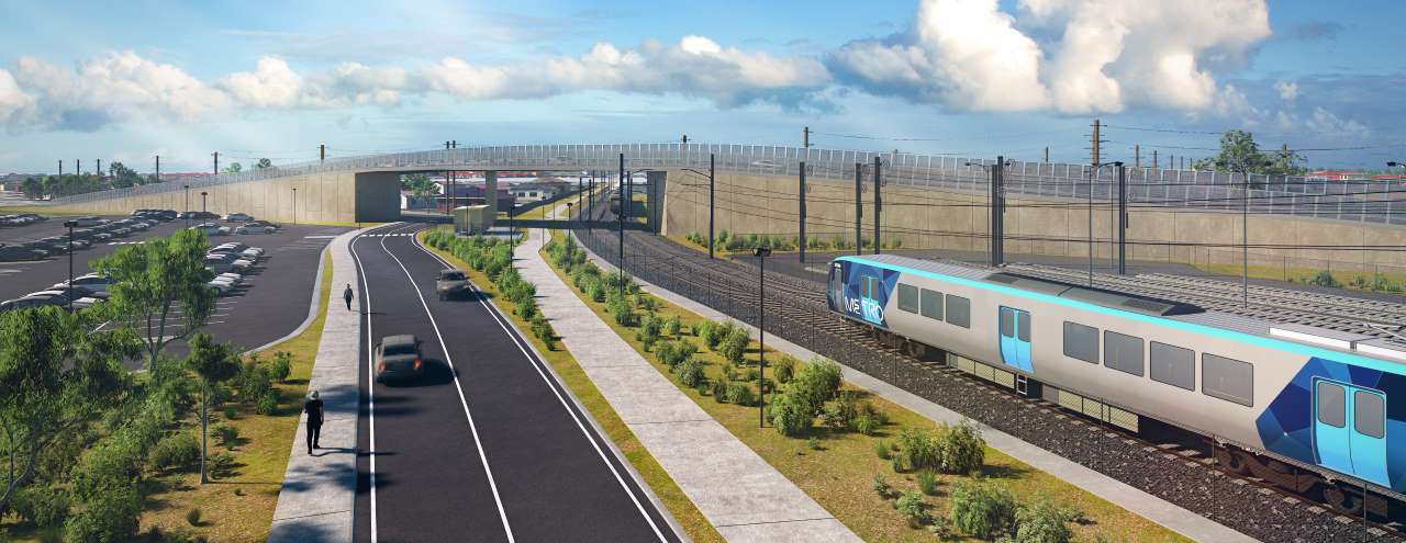 Render depicting the Camms Road, Cranbourne road bridge