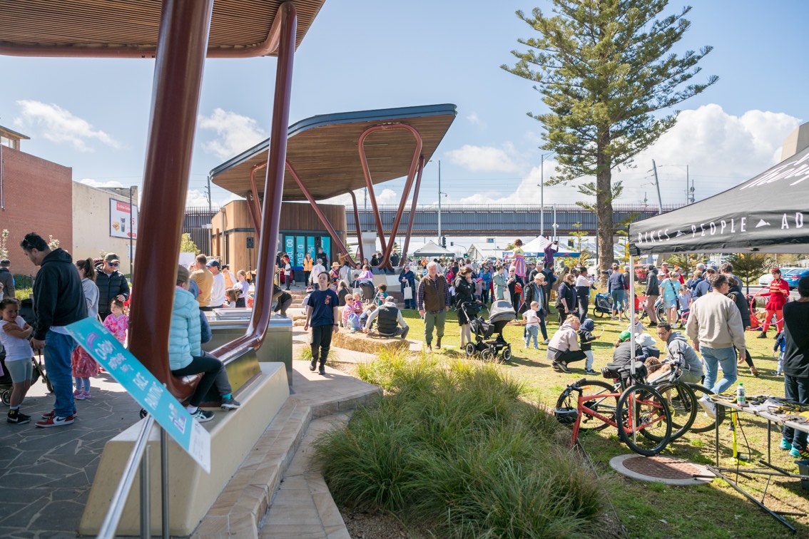 Community members gathered at Carrum foreshore
