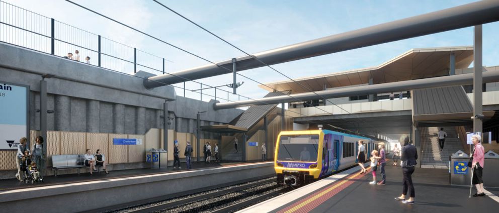 Artist's impression of the platform at Cheltenham Station
