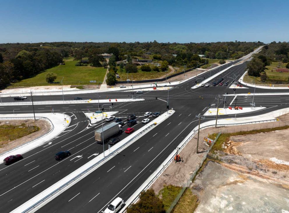 An aerial view of the Cranbourne-Frankston Road intersection