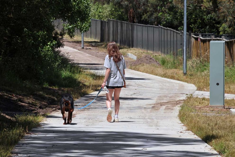 The community enjoying the new shared user path between Belgrave-Hallam Road and Heatherton Road