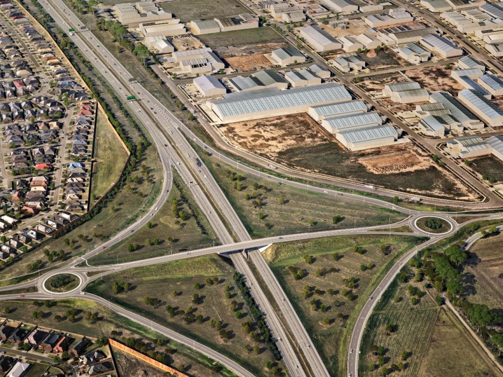 Artist impression of the new McGregor Road interchange from an aerial view