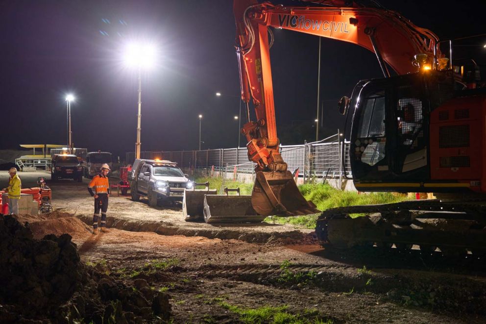 Nightworks during February to complete drainage works as part of the Hall Road Upgrade project