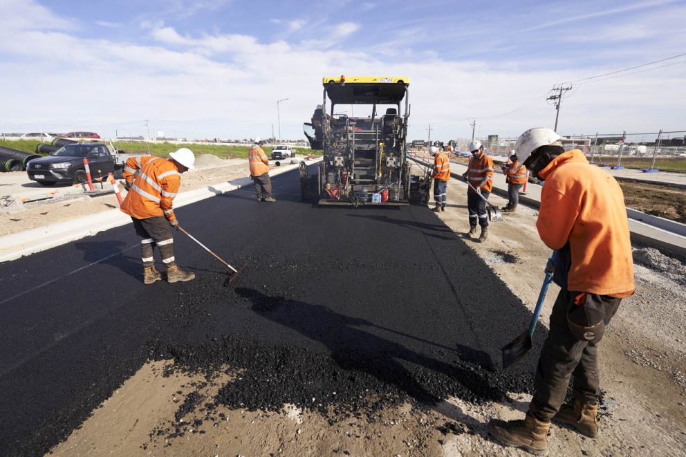 Asphalting temporary Carpark for pebble patch