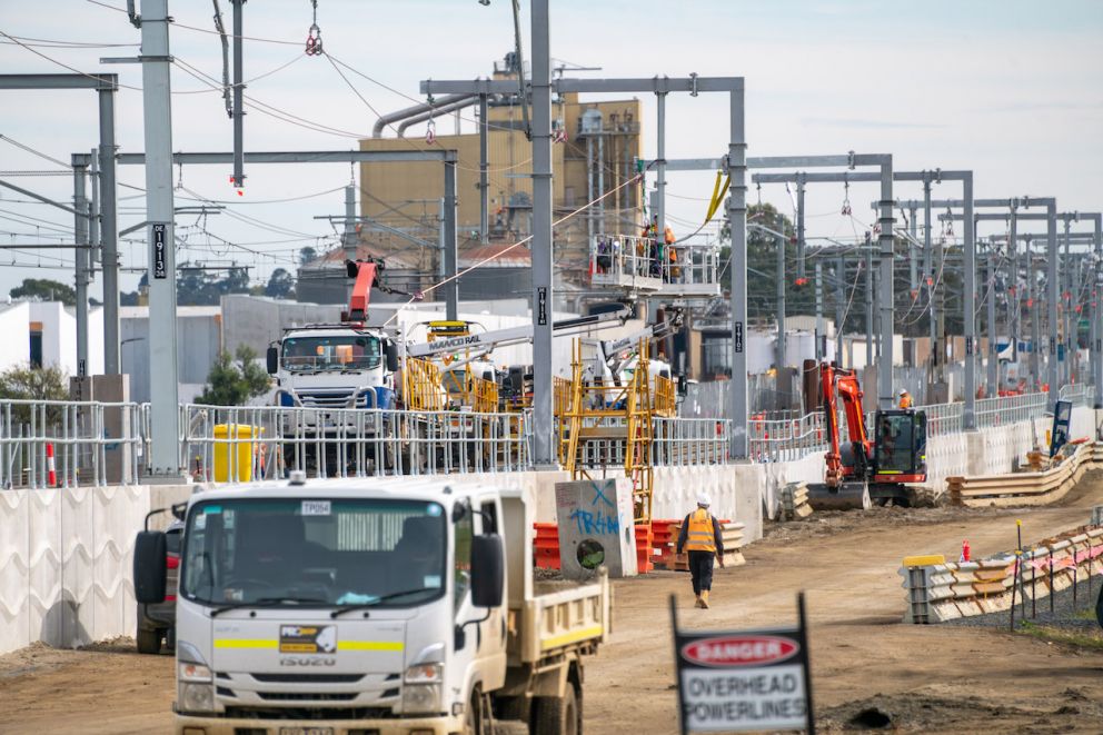 Overhead wiring works at Pakenham.