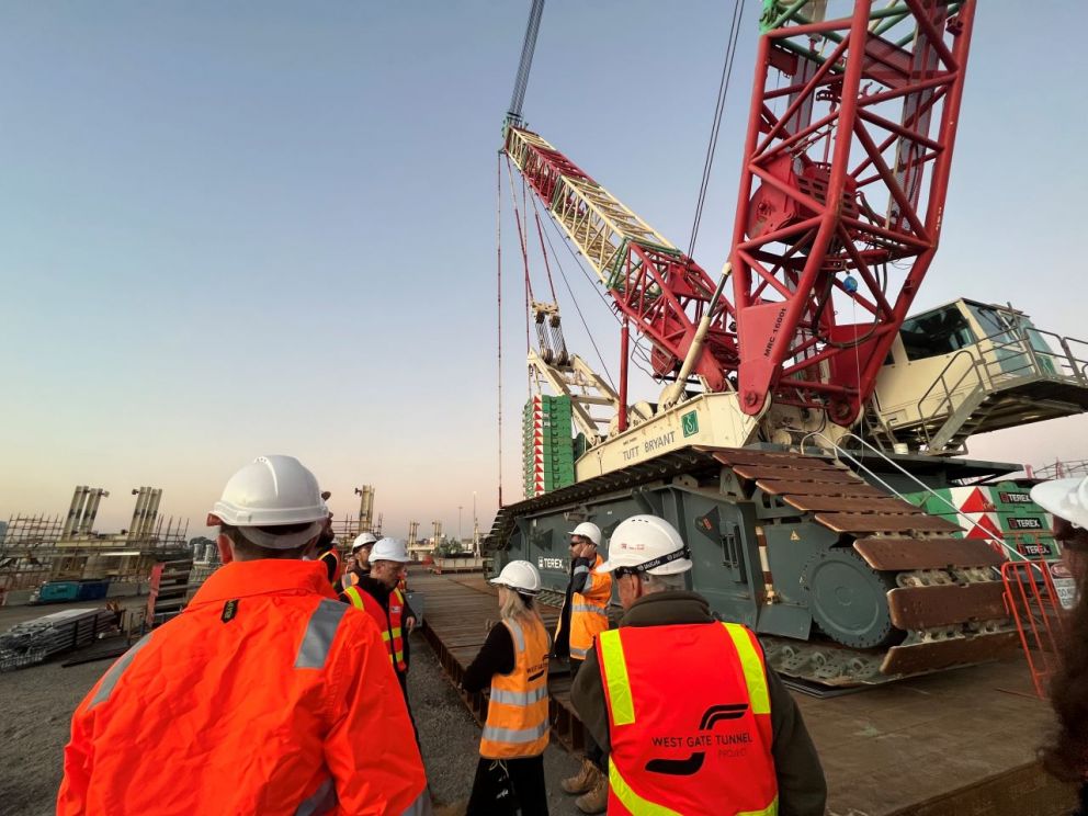 Briefing at the Maribyrnong River site by engineer Mario Urban.