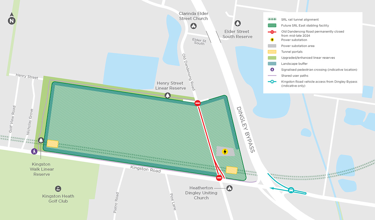Map displaying the stabling facility in Heatherton