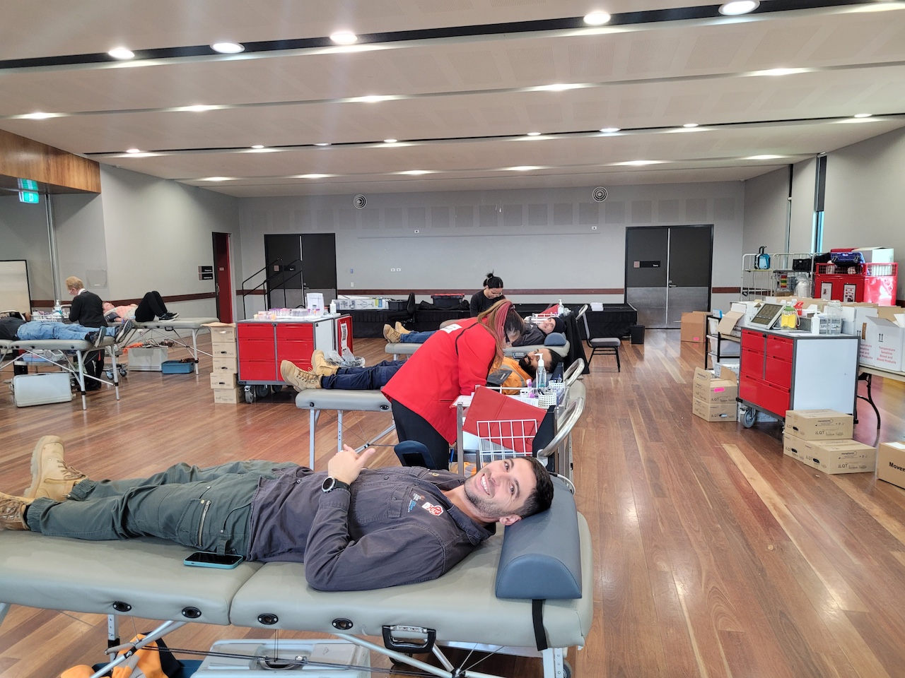 The Pakenham team donating blood