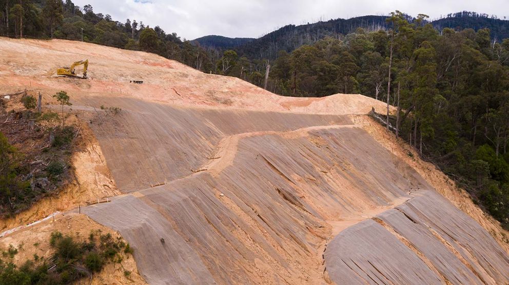 Crews make great progress shaping the upper section of the landslip