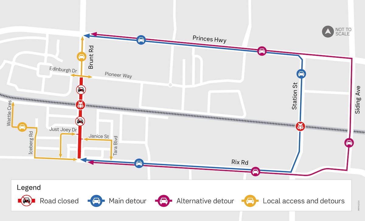 Brunt Road detour map