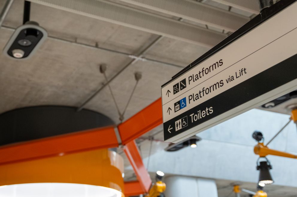 Signage for platforms and toilets