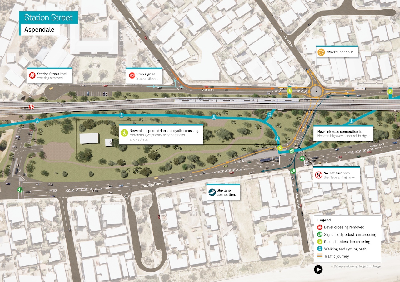 Station Street Aspendale traffic flow map