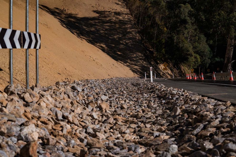 Culverts with rock beaching has been put in place to improve drainage around the landslip site