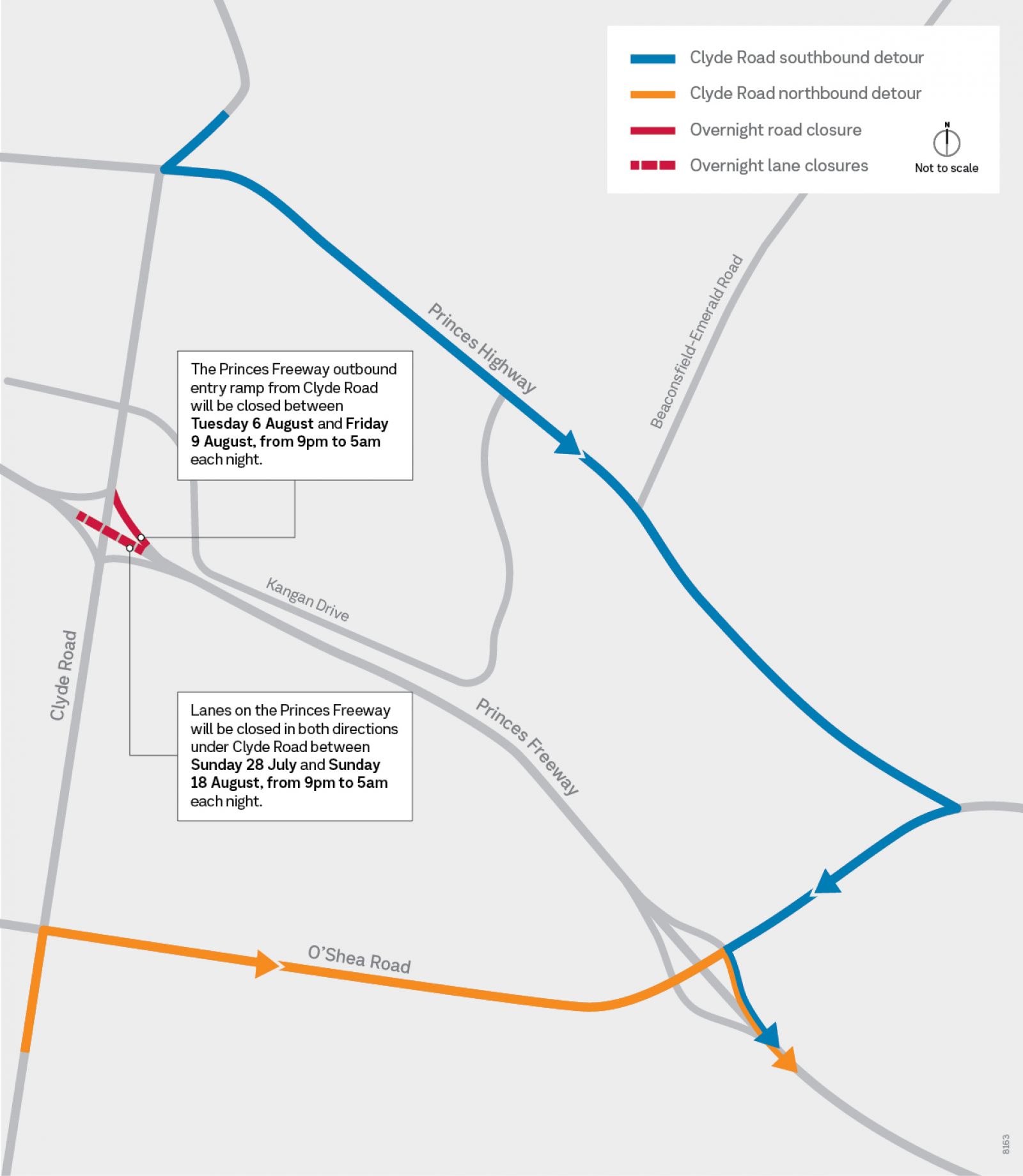 Clyde Road Upgrade - Princes_Fwy_Night_Closure