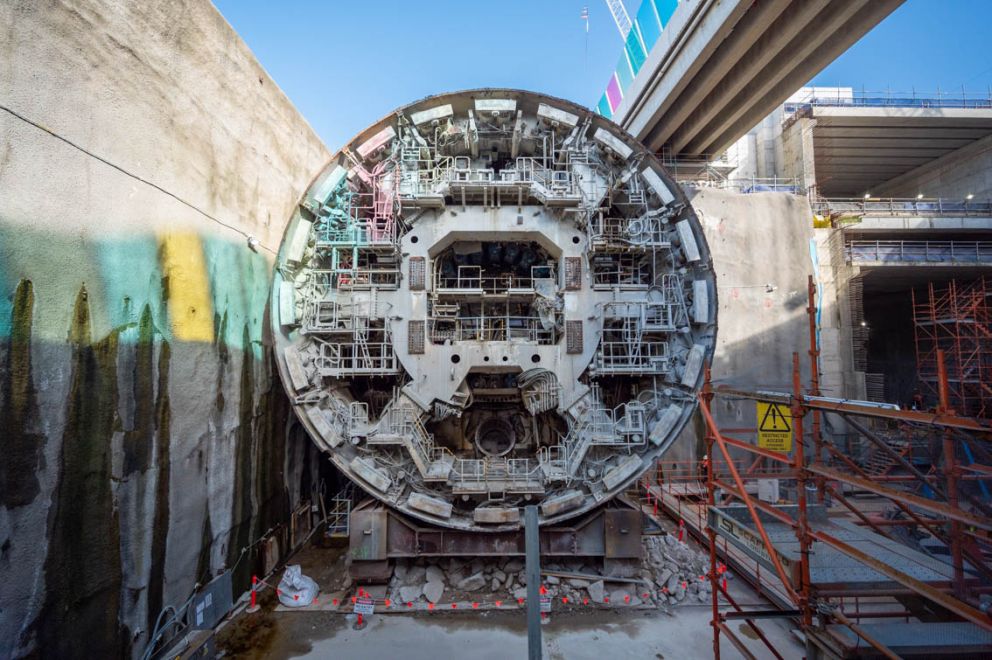 Dismantling the TBMs: a closer look at one of the TBMs used to cut the tunnel.