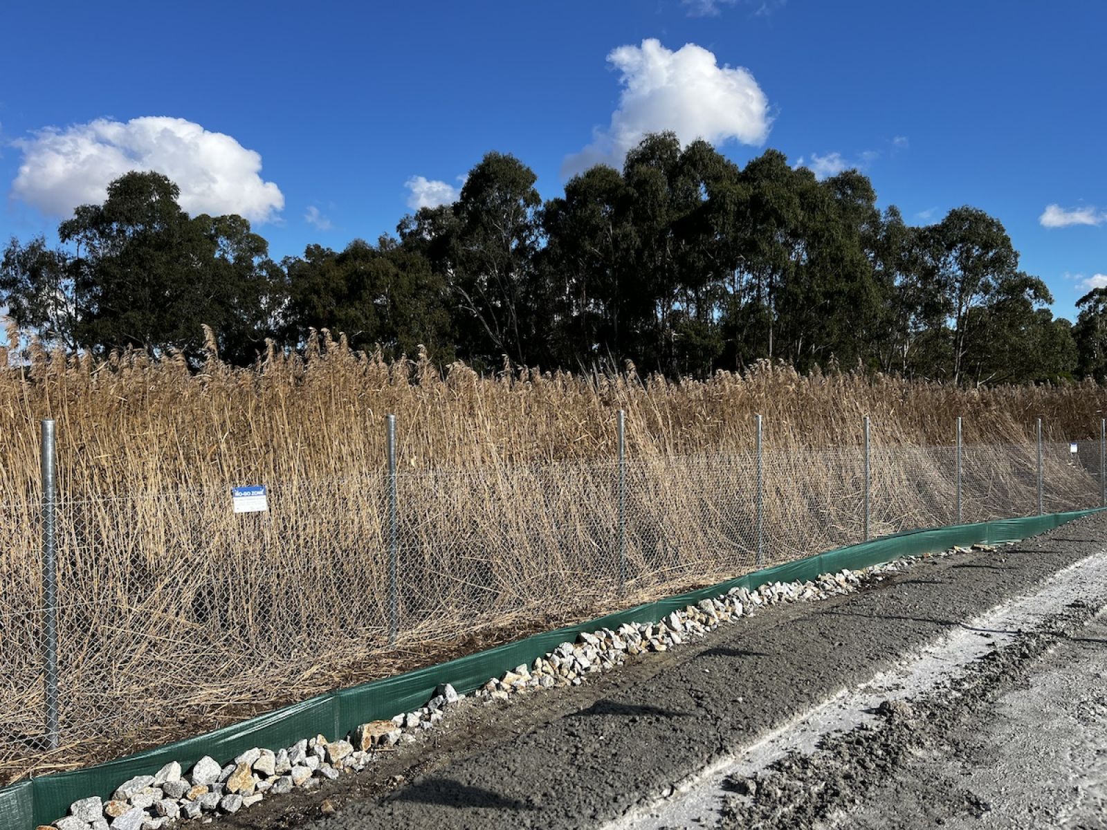 An amphibian fence has been installed to keep sensitive wildlife safe