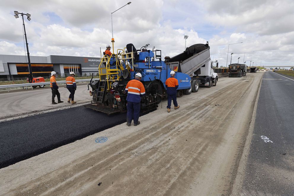 December 2023- Asphalting works on the Princes Freeway as part of building the new lanes