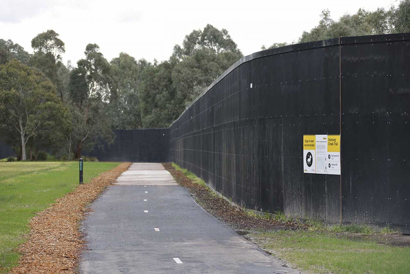 Noise-reducing fencing has been installed at Koonung Creek Reserve