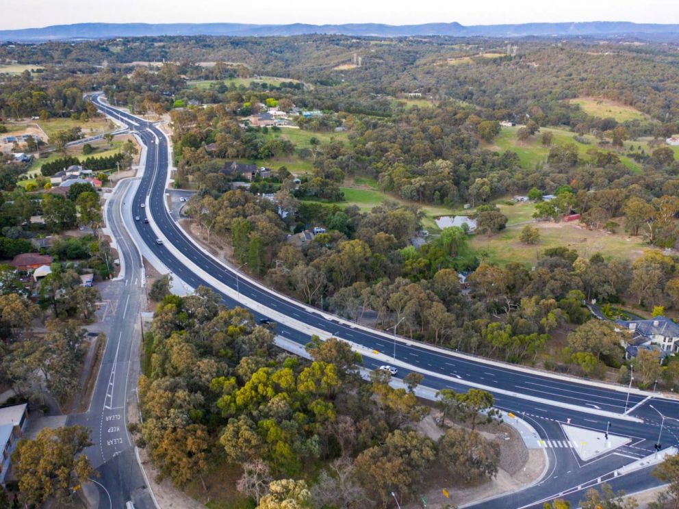 Yan Yean Road Stage 1 completed imagery