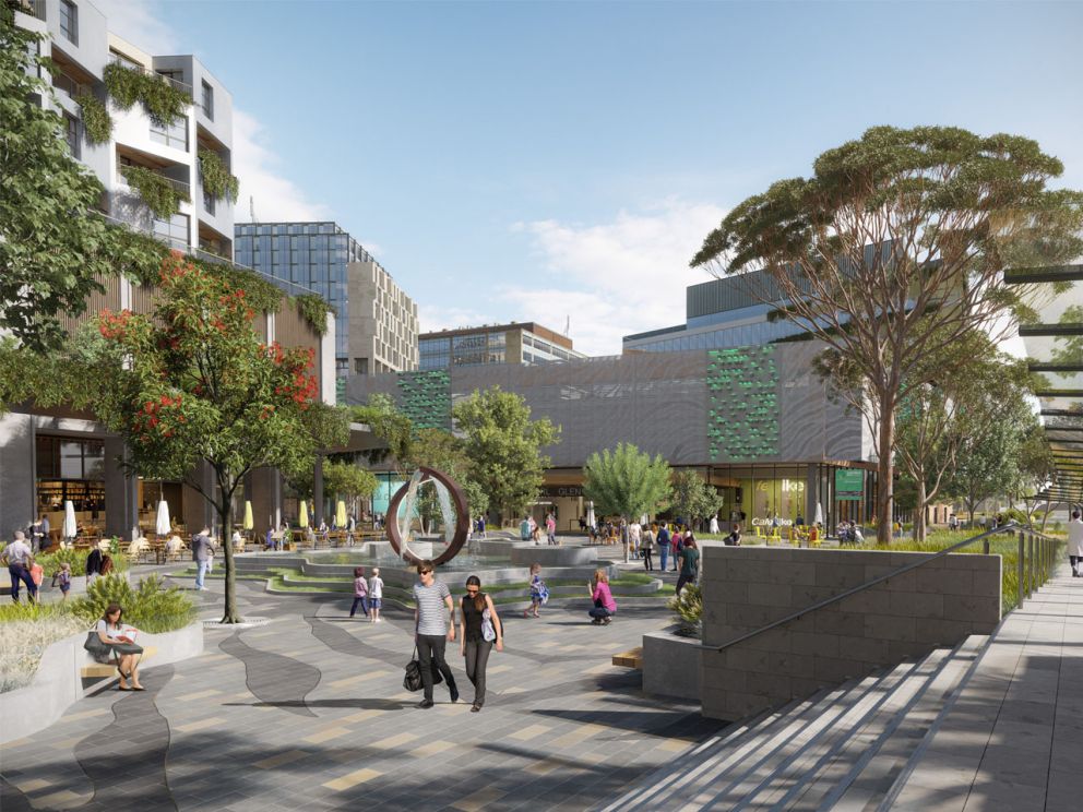 A render of the Glen Waverley precinct. 