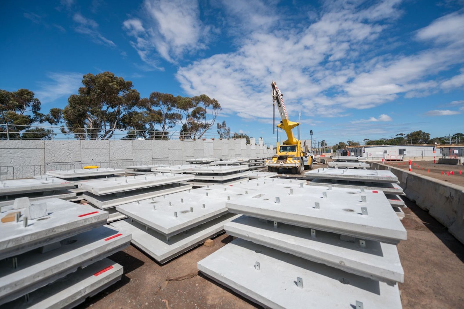 Concrete panels that will form the retaining wall