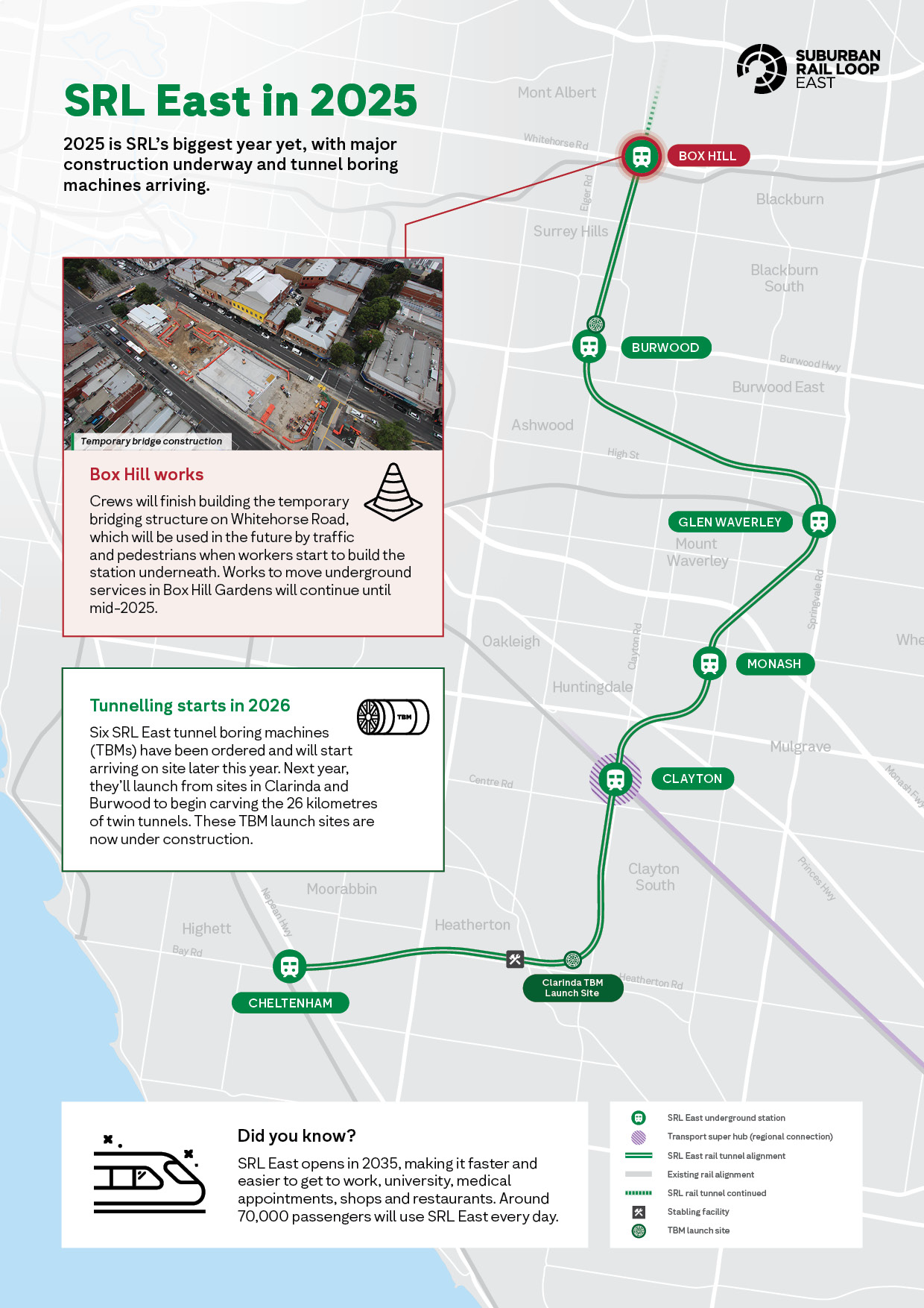 Map showing works in Box Hill throughout 2025
