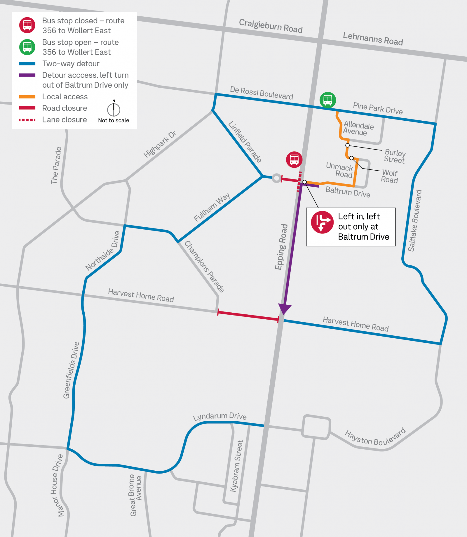 Linfield Parade Detour Map April 2025