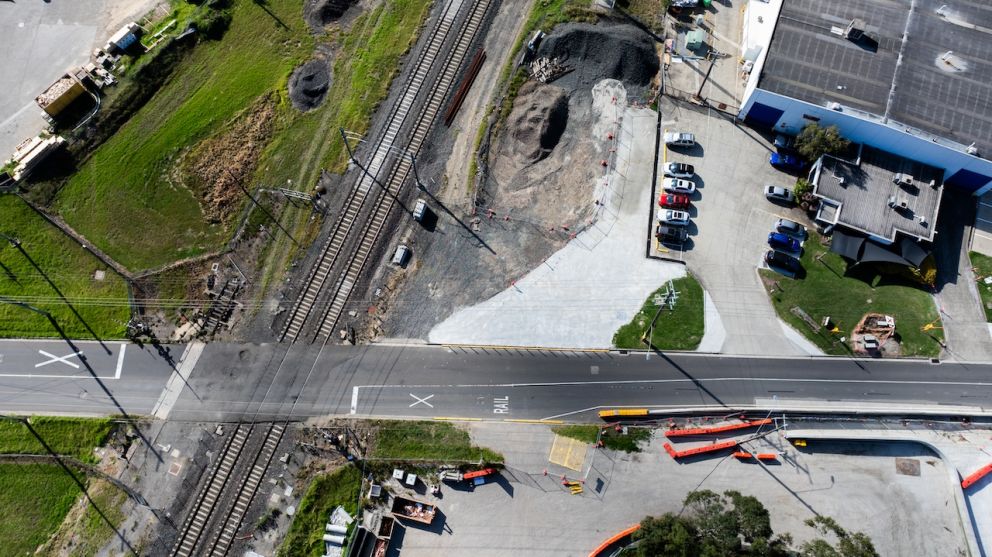 Progress Street level crossing from above