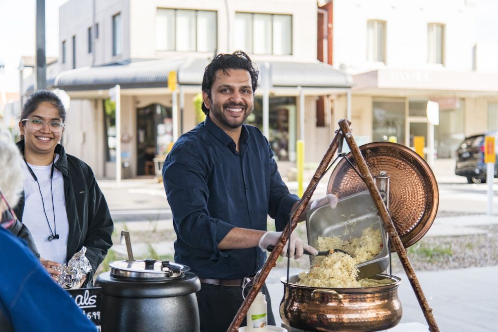 The Royal Peacock dishes up snacks like pani puri and samosas at the community celebration